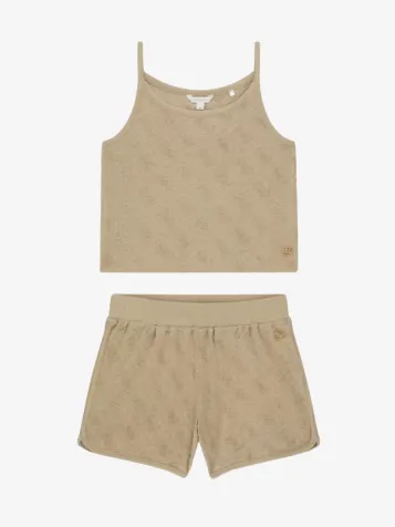 Meisjes Set Badstof Tank Top Shorts Dove Nest