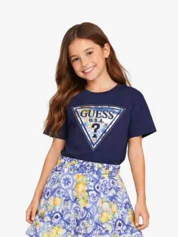 Meisjes T-shirt High Low Suiting Blauw