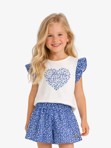 Meisjes Set T-shirt Short Poplin Pure Wit