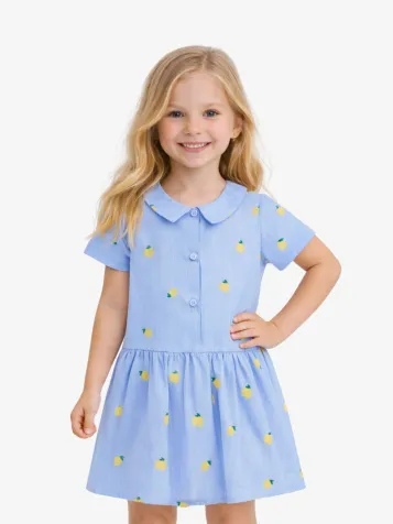 Meisjes Jurk Poplin Lemon Pie Blauw