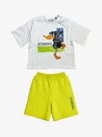 Iceberg Kids Completo T-shirt Bermuda In Cotone Bianco