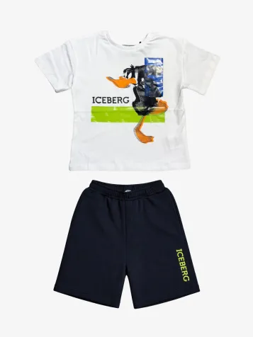 Completo T-shirt Bermuda In Cotone Bianco