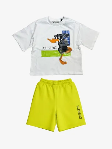 Completo T-shirt Bermuda In Cotone Bianco