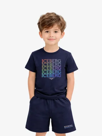Completo T-shirt Bermuda In Cotone Navy