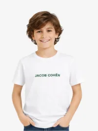 Jacob Cohen Junior  Jongens T-shirt Geborduurd Wit Groen