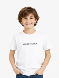 Jacob Cohen Junior Jongens T-shirt Geborduurd Wit Blauw
