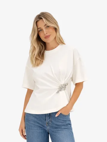 Dames T-shirt Dacey Off White