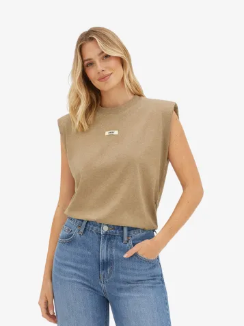 Dames T-shirt Sue Light Khaki Melange