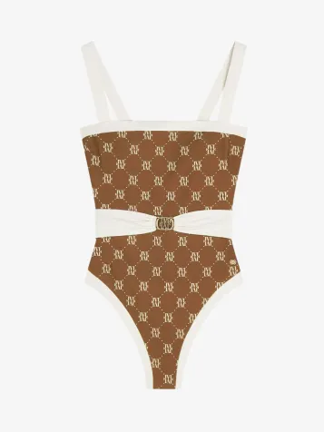 Dames Badpak Mila Brown Ecru