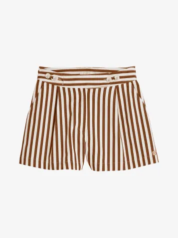 Dames Short Faris Mocha Brown Stripe