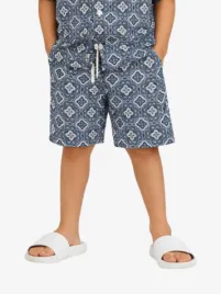 Les Deux Kids Jongens Short Harry Arabesque Blauw Fog