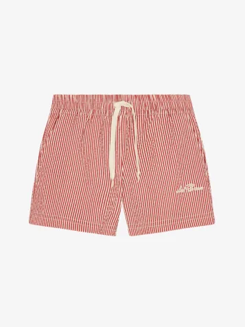 Jongens Zwembroek Stripe Seersucker Rhubarb Rood 