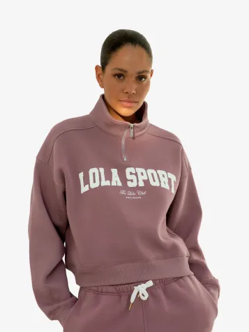 Dames Sweater Jayla Half Zip Mauve