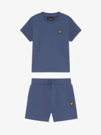 Lyle & Scott Junior Jongens Baby Set T-shirt Short Dark Cornflower Blauw