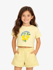 Mayoral Meisjes Set T-shirt Chenille Shorts Vanilla