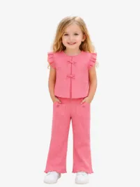 Mayoral Meisjes Set Flared Rib Top Blush
