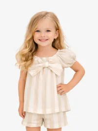 Mayoral Meisjes Set Short Top Streep Hazelnut