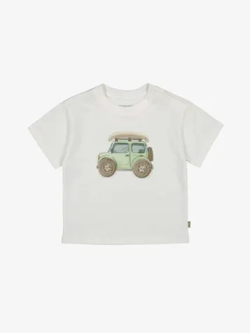 Jongens T-shirt Auto Creme