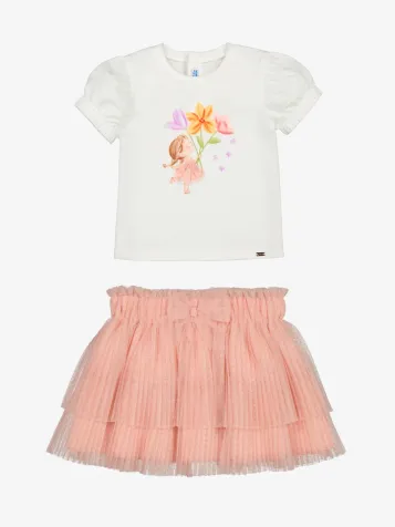 Meisjes Set T-shirt Rok Blossom