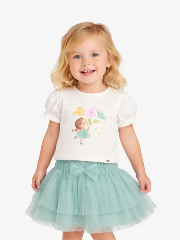 Meisjes Set T-shirt Rok Natural Lake