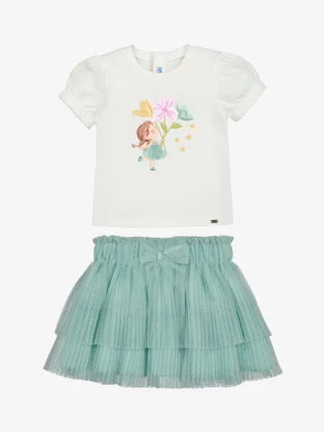 Meisjes Set T-shirt Rok Natural Lake