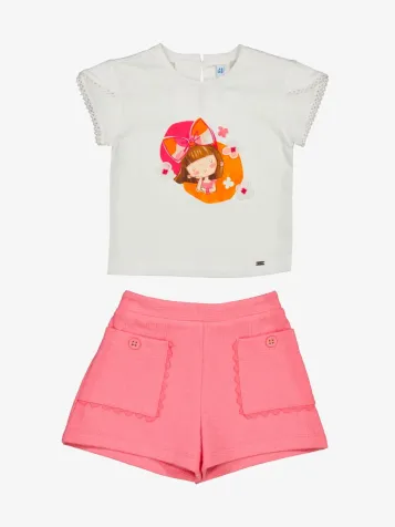 Meisjes Set Short T-shirt White
