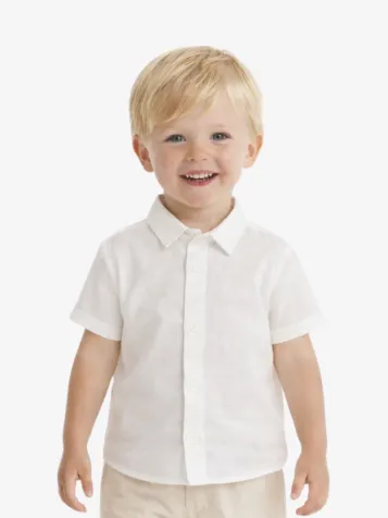 Jongens Overhemd Kort Linen Wit