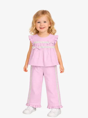 Meisjes Set Top Broek Mauve