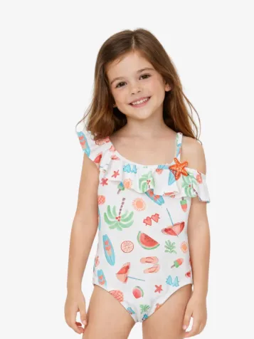 Meisjes Badpak Pumpkin One Shoulder