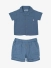 Mayoral Jongens Set Short Blouse Crinckle Blue