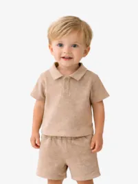Malelions Junior Jongens Baby Polo Linen Latte