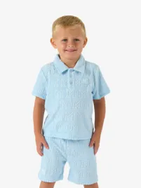 Mitch & Son Jongens Set Polo Short Orion Badstof Sky Blauw