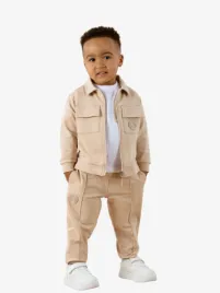 Mitch & Son Jongens Joggingpak Vest Princeton Stone Beige
