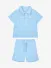 Mitch & Son Jongens Set Polo Short Orion Badstof Sky Blauw