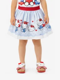 Monnalisa Meisjes Rok Poplin Hello Kitty Wit Lichtblauw
