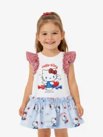 Monnalisa Meisjes Jurk Hello Kitty Wit