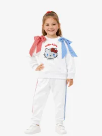 Monnalisa Meisjes Joggingpak Sweater Hello Kitty Wit