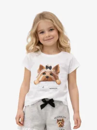 Monnalisa Meisjes T-shirt Hondje Wit