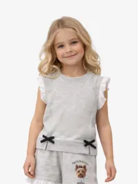 Monnalisa Meisjes Top Mouwloos Hondje Grijs