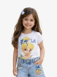Monnalisa Meisjes T-shirt Tinkelbel Regular Wit
