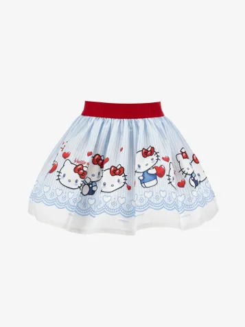 Meisjes Rok Poplin Hello Kitty Wit Lichtblauw