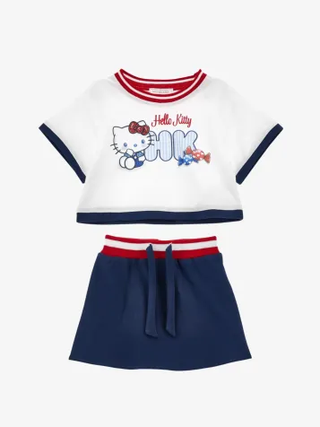 Meisjes Set Top Rok Wit Blauw