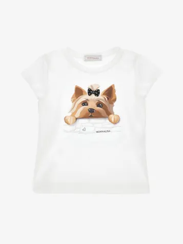 Meisjes T-shirt Hondje Wit