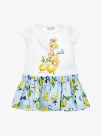 Meisjes Jurk Tinkelbel Wit Blauw