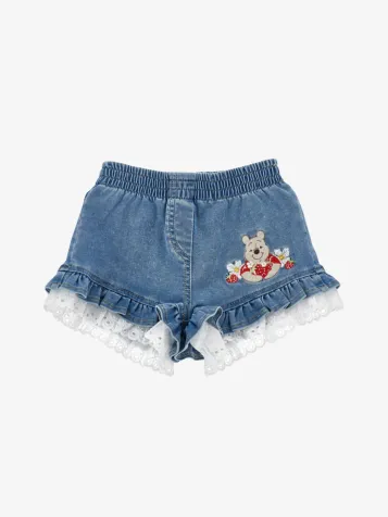 Meisjes Spijkershort Winnie de Pooh Denim Bleach
