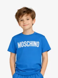 Moschino Jongens T-shirt Logo Blauw