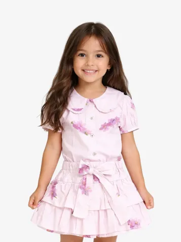 Meisjes Set Blouse Rok Lilac