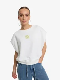 Refined Department Dames Top Jennely Sleeveless Oversized Sweat Off White