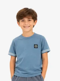Stone Island Junior Jongens T-shirt Pique Powder Blauw
