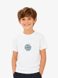 Stone Island Junior Jongens T-shirt Wit